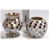 Image 1 : 2 MOSAIC TEA  LIGHT MINI VASES