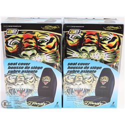 SET OF 2 NEW ED HARDY TIGER BUCKET SEAT COVERS