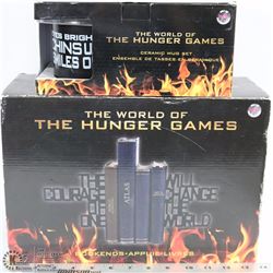 NEW WORLD OF HUNGER GAMES MUG SET & BOOK ENDS
