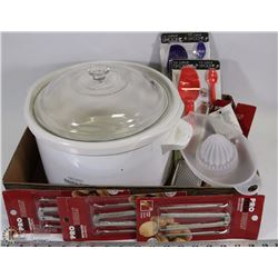 RIVAL 6QT CROCK POT WITH NEW KITCHEN UTENSILS
