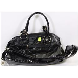 LADIES BLACK FAUX SNAKE SKIN DESIGN PURSE