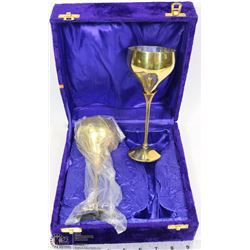 SET OF 2 BRASS GOBLETS IN ORIGINAL CASE