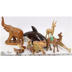 FLAT OF WOODEN ANIMALS