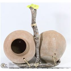 VINTAGE POTTERY AND WOOD FLOWER PLANTERS