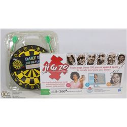 FLAT WITH MINI DART BOARD AND PUZZLE GAME