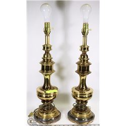 2 MID CENTURY BRASS LAMPS (HEAVY) NO SHADES