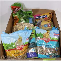 LARGE BOX WITH 4 ASSORTED BIRD SEED BAGS