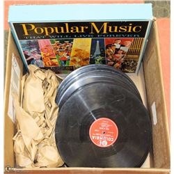 BOX OF RECORDS MOSTLY 78 RPM FROM 1920-50'S INCL