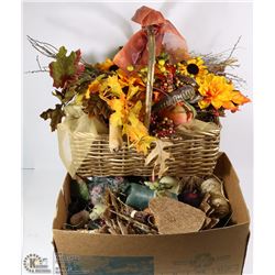 LARGE BASKET WITH FLORAL AND BOX WITH MORE