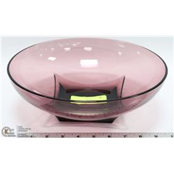 LARGE VINTAGE AMETHYST ART GLASS BOWL