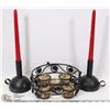 Image 1 : BLACK WROUGHT IRON CANDLE SET FROM IKEA