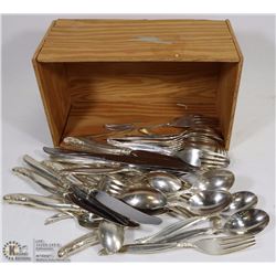 BOX OF ASSORTED SILVER WARE