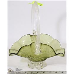 GLASS BASKET WITH SNAKE STYLE HANDLE