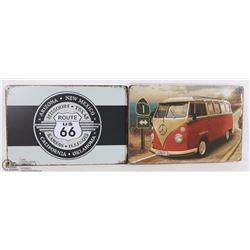 LOT OF 2 NEW 12"X8" TIN SIGNS - ROUTE 66 &