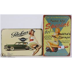 LOT OF 2 NEW 12"X8" TIN SIGNS - 1951 PAKCARD &