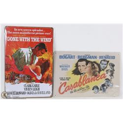 LOT OF 2 NEW 12"X8" TIN SIGNS - CASABLANCA & GONE