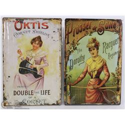 LOT OF 2 NEW 12"X8" TIN SIGNS - OKTIS & PROSSER