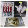 Image 1 : LOT OF THREE 12"X16" TIN SIGNS INCL MARILYN MONROE