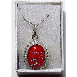 #17 -  OVAL PINK (LAB) FIRE OPAL PENDANT