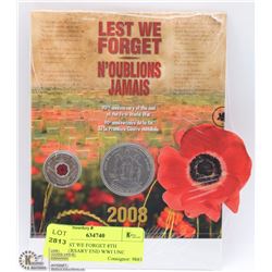 2007 LEST WE FORGET 8TH ANNIVERSARY END WWI UNC