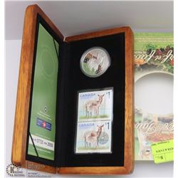 2005 WHITE TAILED DEER & FAWN COIN & STAMP SET