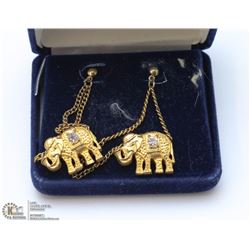 PAIR OF DANGLING ELEPHANT EARRINGS