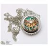 Image 1 : STEAM PUNK CAT POCKET WATCH SILVER TONE W/ CHAIN