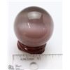 Image 1 : #74- NATURAL PURPLE CAT EYE SPHERE BALL + STAND