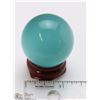 Image 1 : #75- NATURAL BLUE CAT EYE SPHERE BALL + STAND