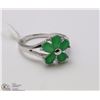 Image 1 : #85-GREEN EMERALD GEMSTONE RING