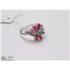 Image 1 : #84- RED RUBY ,EMERALD & CZ  GEMSTONE RING