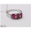 Image 1 : #81- RED RUBY & CZ  GEMSTONE RING