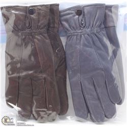 2PK LADIES LEATHER GLOVES SMALL