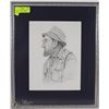 Image 1 : "OLD MAN" BY JULIE POPOWICZ DRAWING FRAMED, SIGNED