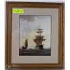 Image 1 : FRAMED MATTED PRINT OF TWO SHIPS ON THE SEA
