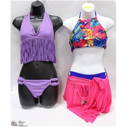 LOT OF 2 NEW BIKINI'S WITH COVER UP, LAVENDER &