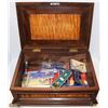 Image 1 : VINTAGE WOOD JEWELRY BOX WITH COLLECTOR SPOONS