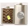 Image 1 : LOT OF 2 FLASKS, 1 SNAKE SKIN 7OZ & 1 WOLF 9OZ