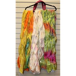 3-CASCADING COLOR ROSSETTE SCARVES