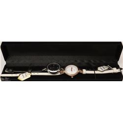2PCS KEZZIE WOMENS WATCHES BLACK & WHITE STRAPS