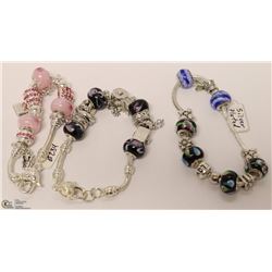 3PCS ASSORTED COLOR PANDORA STYLE BRACELETS