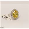 Image 1 : STERLING .925 SILVER RING WITH CZ YELLOW SIZE 7