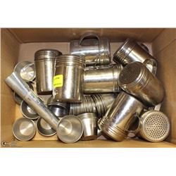 BOX OF S/S SHAKERS & SAUCE BOWLS