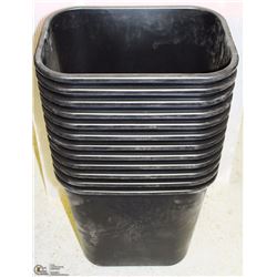 LOT OF 12 PLASTIC GARBAGE BINS 15 X 11 X 15