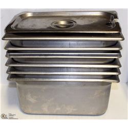 LOT 6 LARGE RECTANGULAR STEEL INSERTS W/2 LIDS