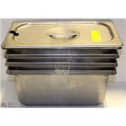 LOT 4 LARGE RECTANGULAR STEEL INSERTS W/2 LIDS