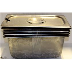 LOT 4 LARGE RECTANGULAR STEEL INSERTS W/2 LIDS