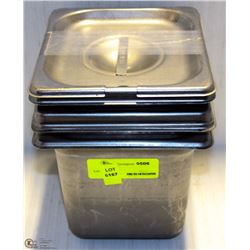 LOT OF 4 STEEL INSERTS W/ 1 LADLE-LID