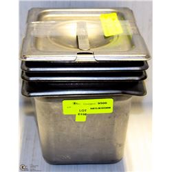 LOT OF 4 STEEL INSERTS W/ 1 LADLE-LID