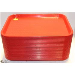 LOT OF 33 RED SERVING/CAFETERIA TRAYS 10"x13"